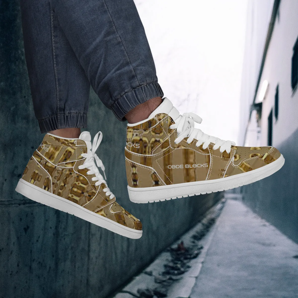 D17 High Top Synthetic Leather Sneaker