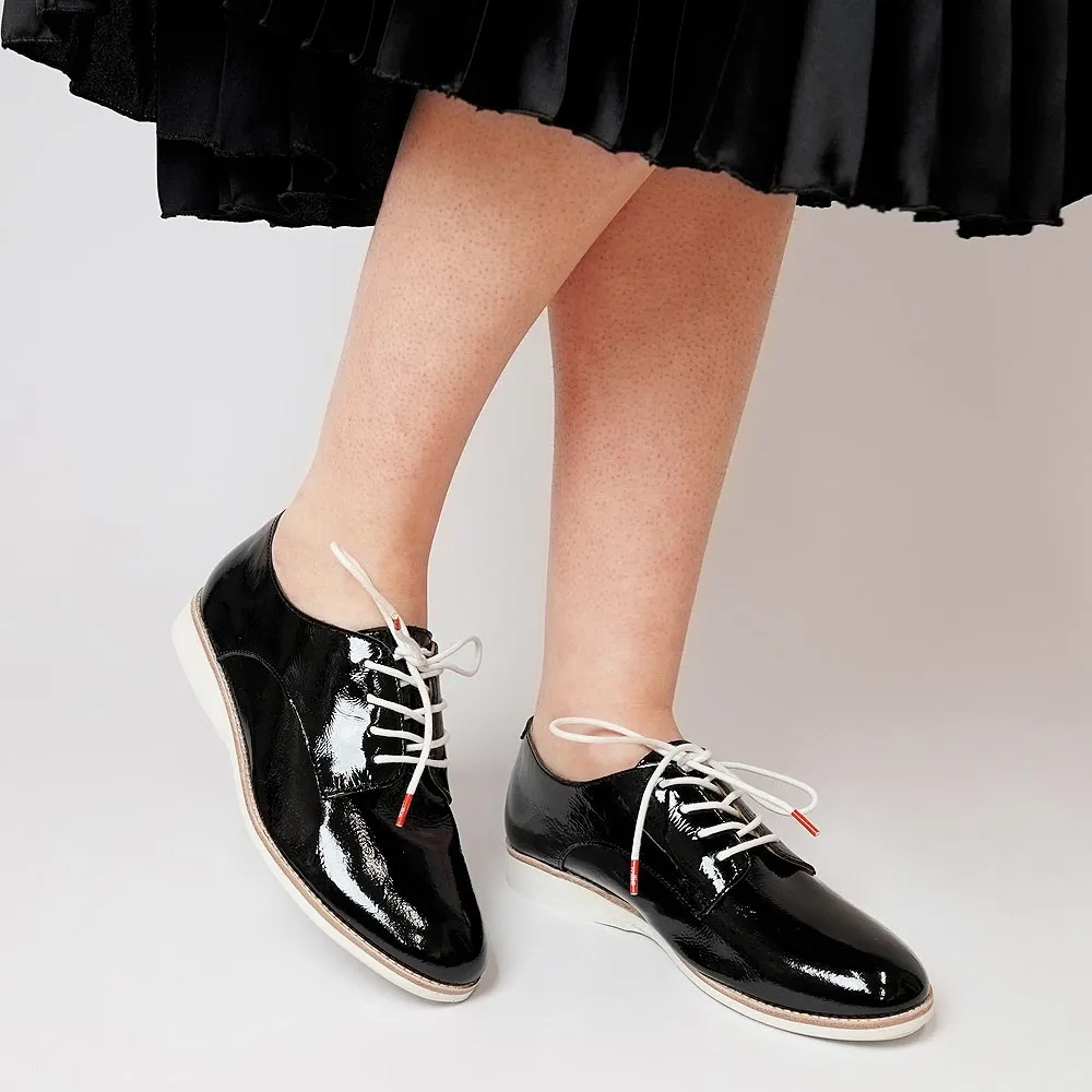 Derby Unlined Black Patent Crinkle