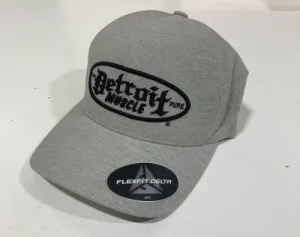 Detroit Muscle Flex Fit Hat Steel Grey with Black Puff Logo