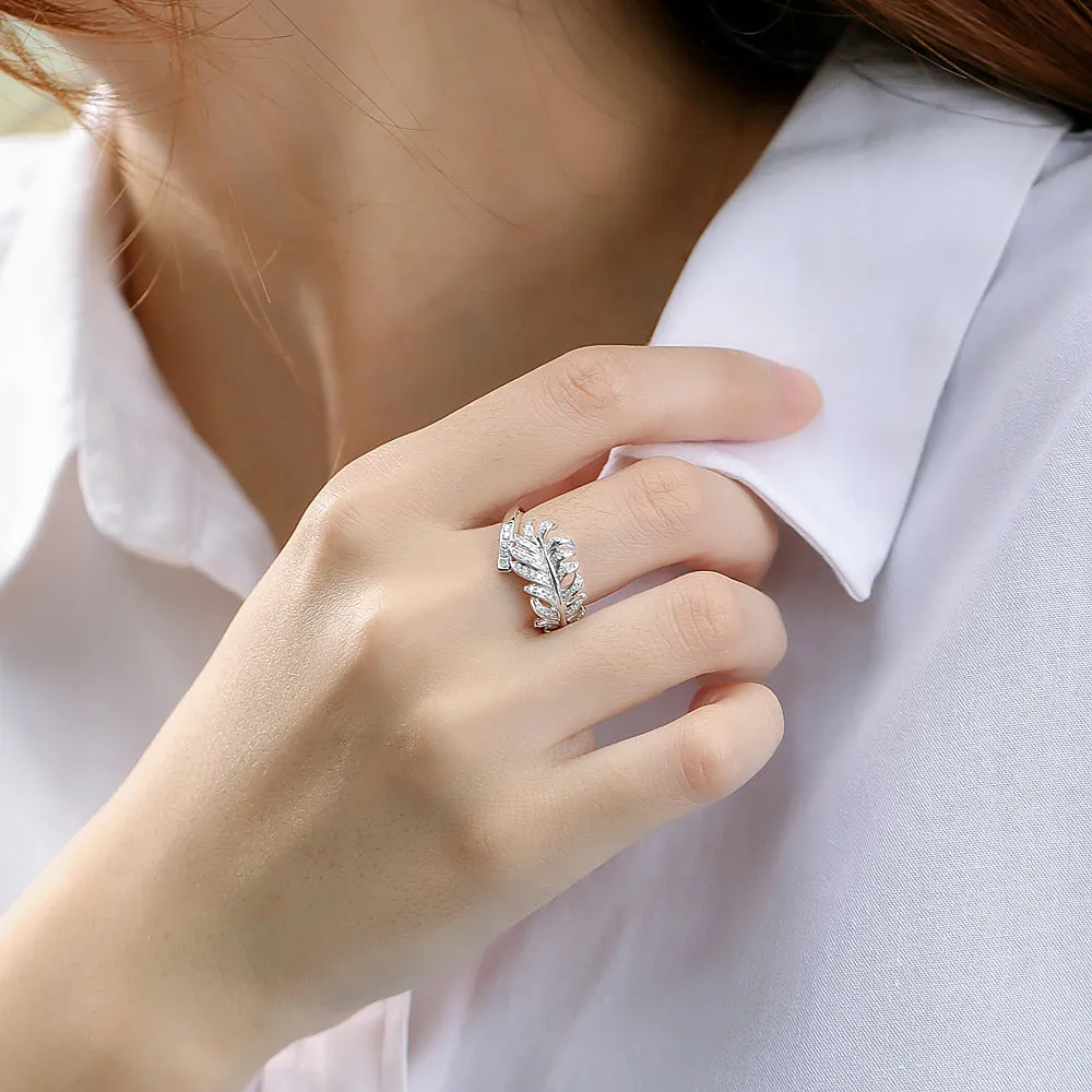Diamond Feather Shape Ring