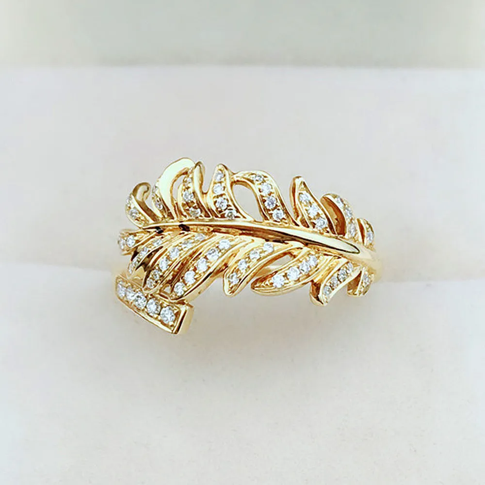 Diamond Feather Shape Ring