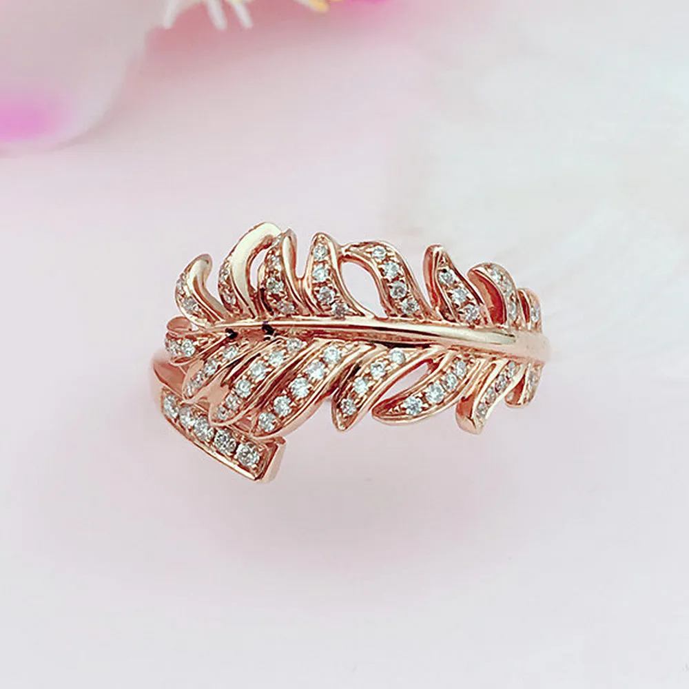 Diamond Feather Shape Ring