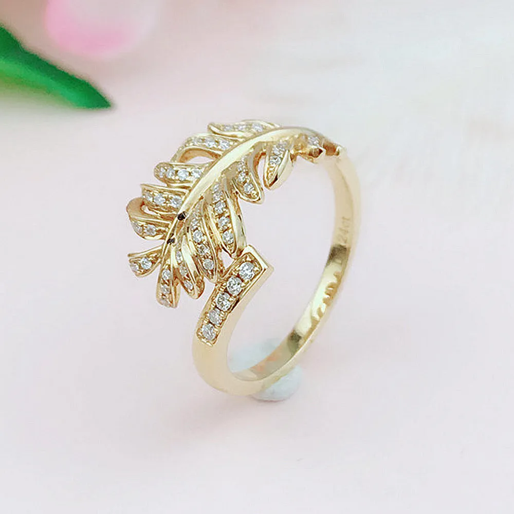 Diamond Feather Shape Ring