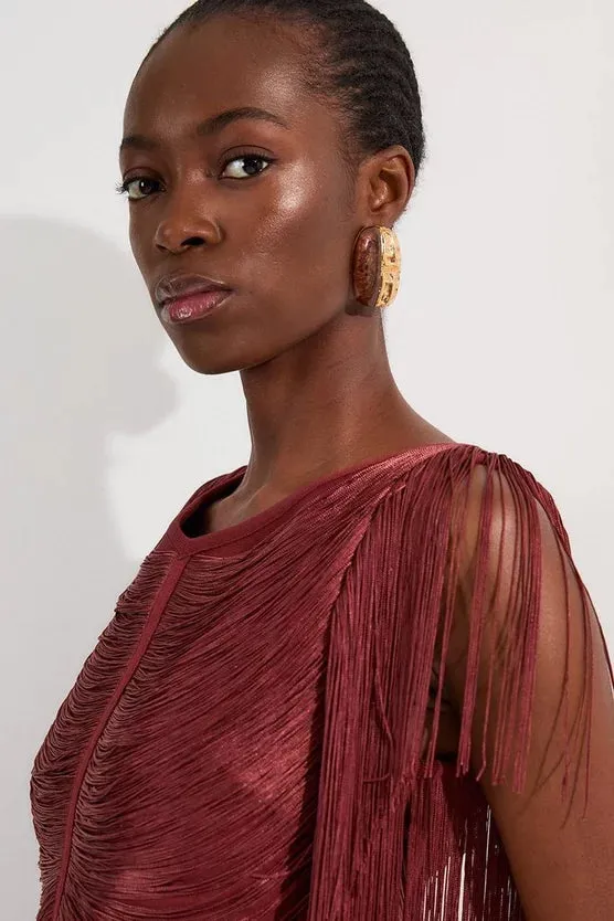 Draped Fringe Knitted Top
