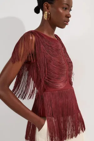 Draped Fringe Knitted Top