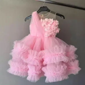 Elegant flower Dress Feather Baby Wedding party Princess dress Colors can be customized