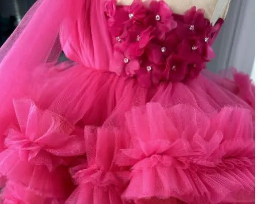 Elegant flower Dress Feather Baby Wedding party Princess dress Colors can be customized