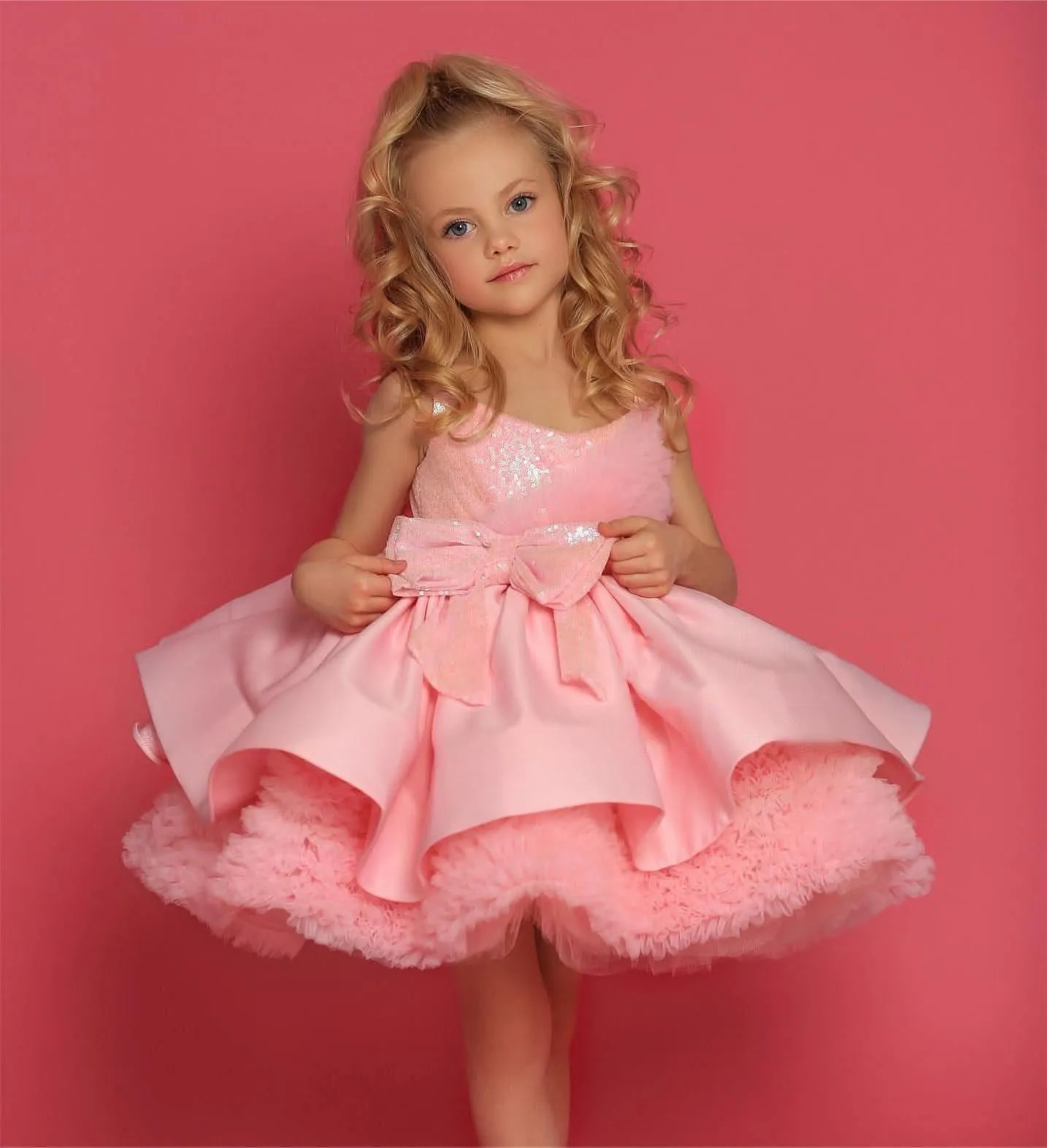 Elegant flower Dress Feather Baby Wedding party Princess dress Colors can be customized