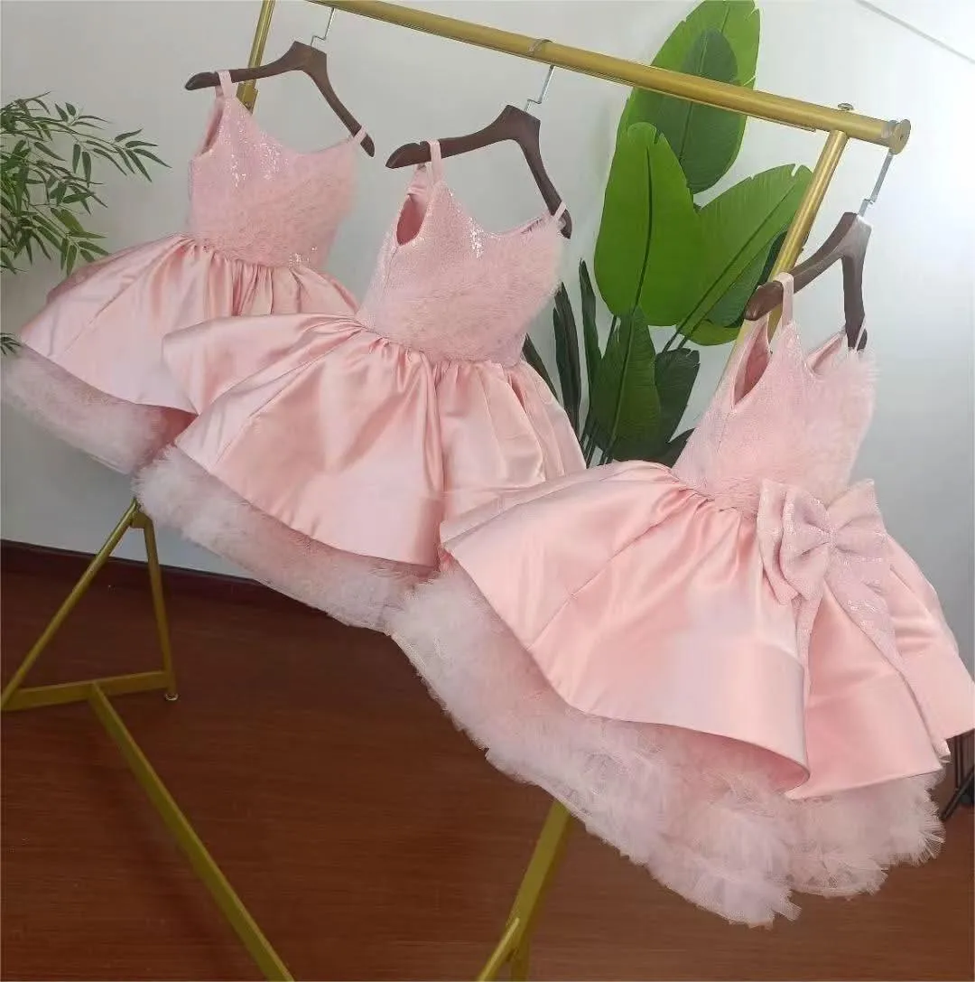 Elegant flower Dress Feather Baby Wedding party Princess dress Colors can be customized