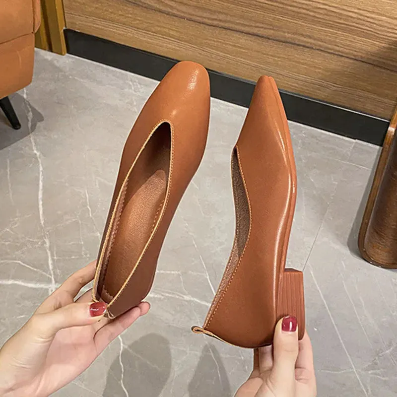 Elise | Square-Toe Low Heeled Flats