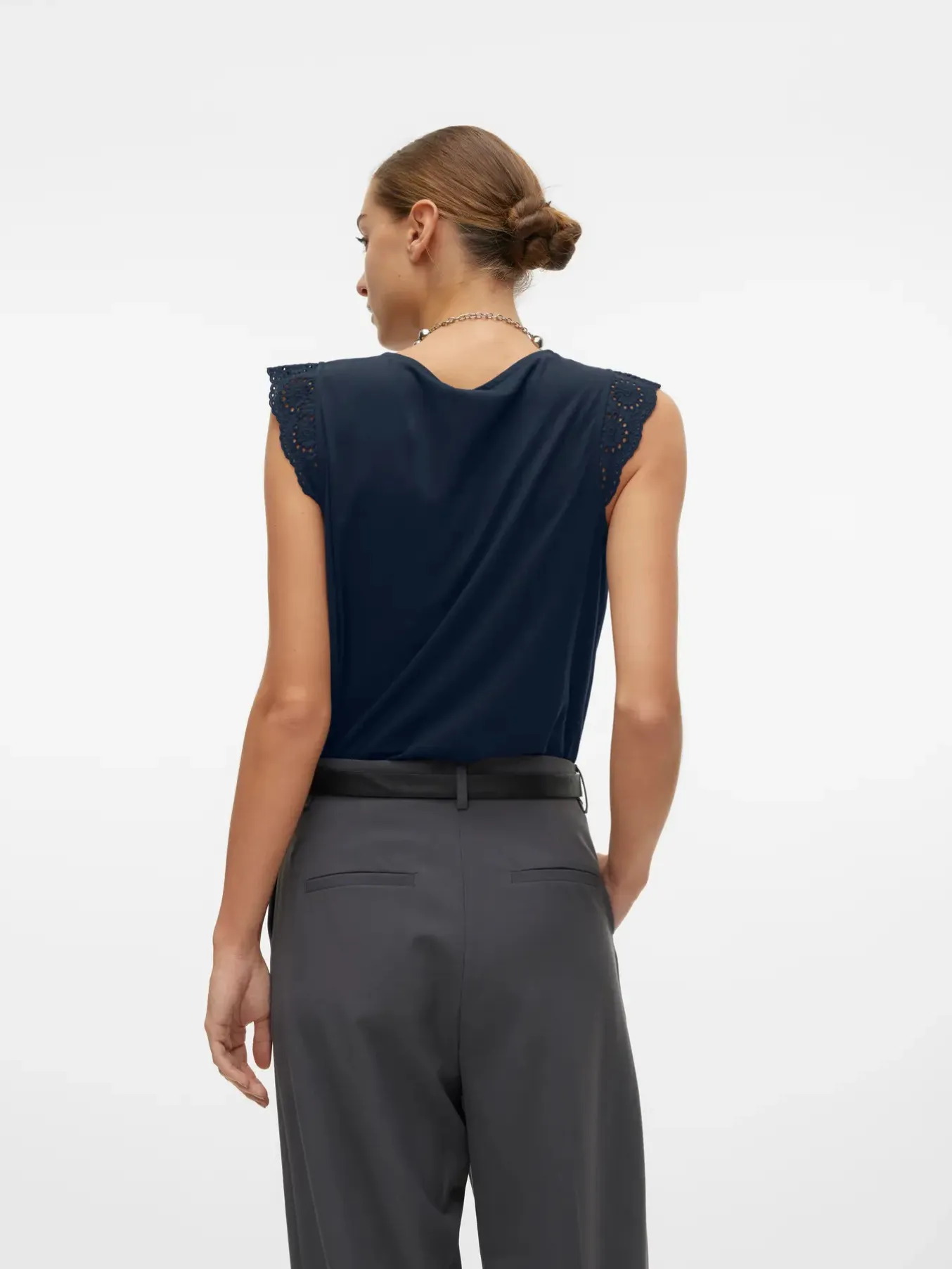 Emily Black Broderie Anglaise Cap Sleeve T Shirt