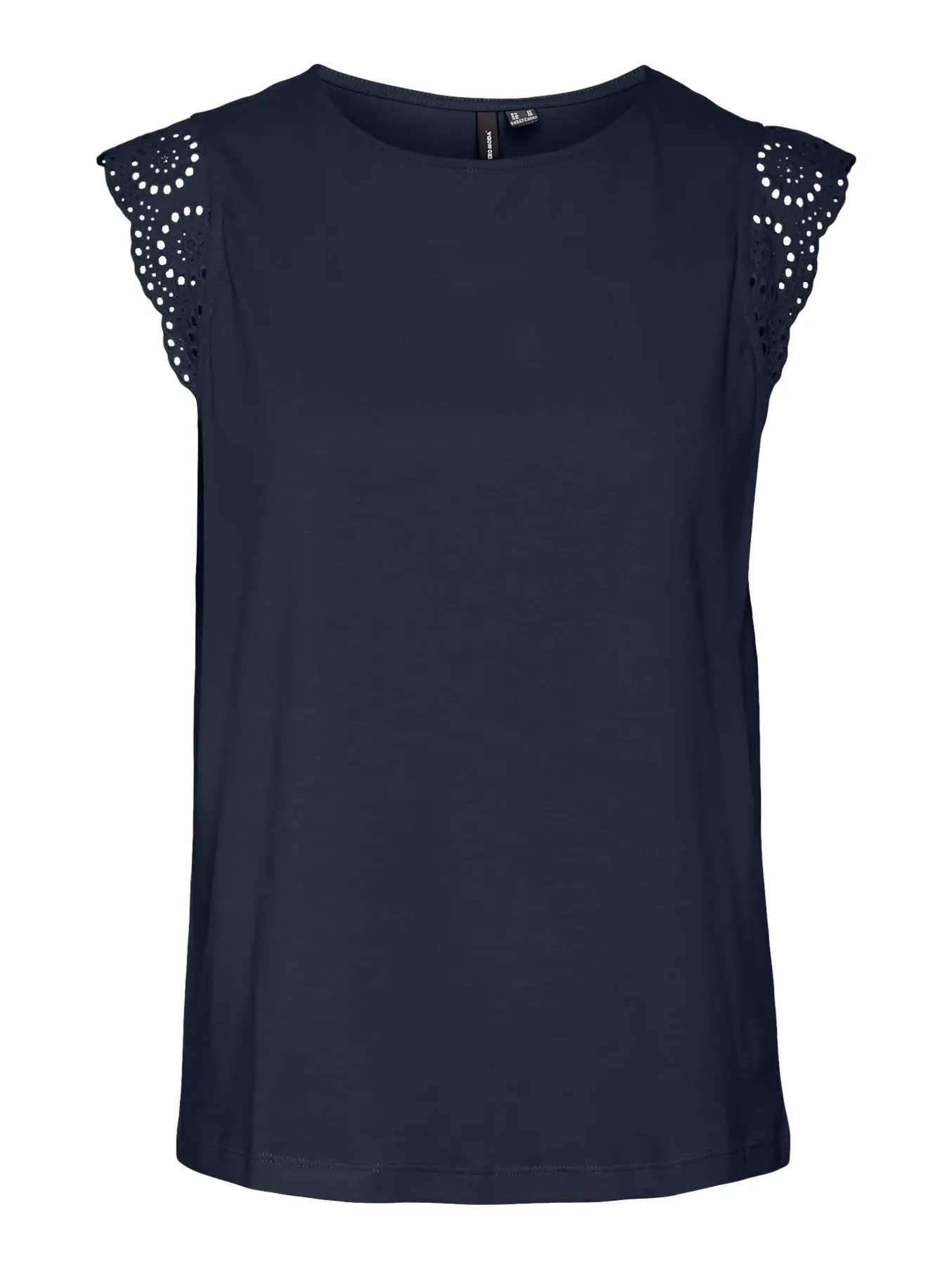 Emily Black Broderie Anglaise Cap Sleeve T Shirt