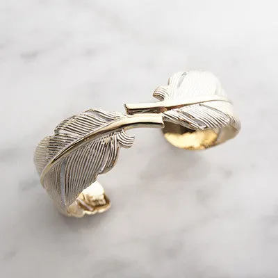 Feather Bangle Gold - White