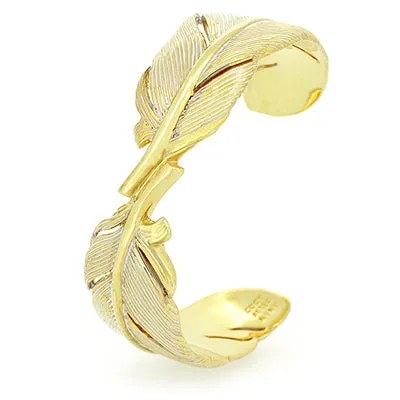 Feather Bangle Gold - White
