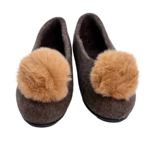 Felt Loafers for Women with  Pom Pom