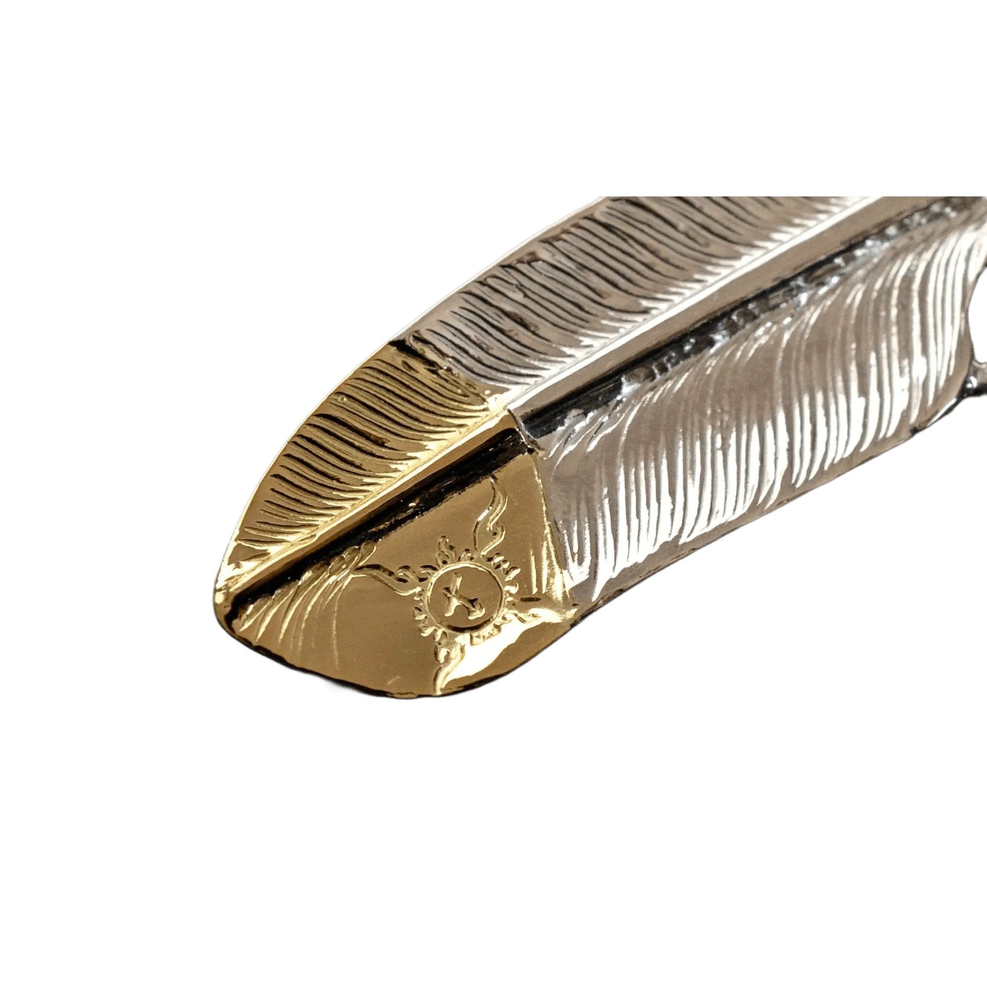 First Arrow's Large Quarter 18k Gold Feather Pendant