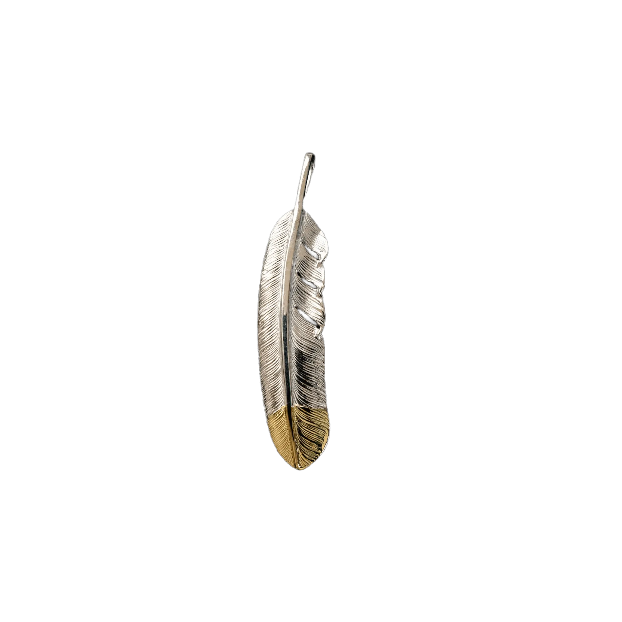 First Arrow's Large Quarter 18k Gold Feather Pendant