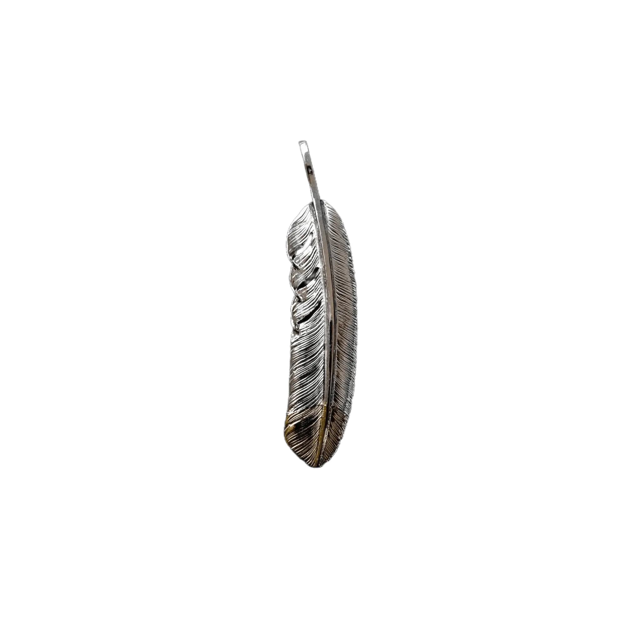 First Arrow's Large Quarter 18k Gold Feather Pendant