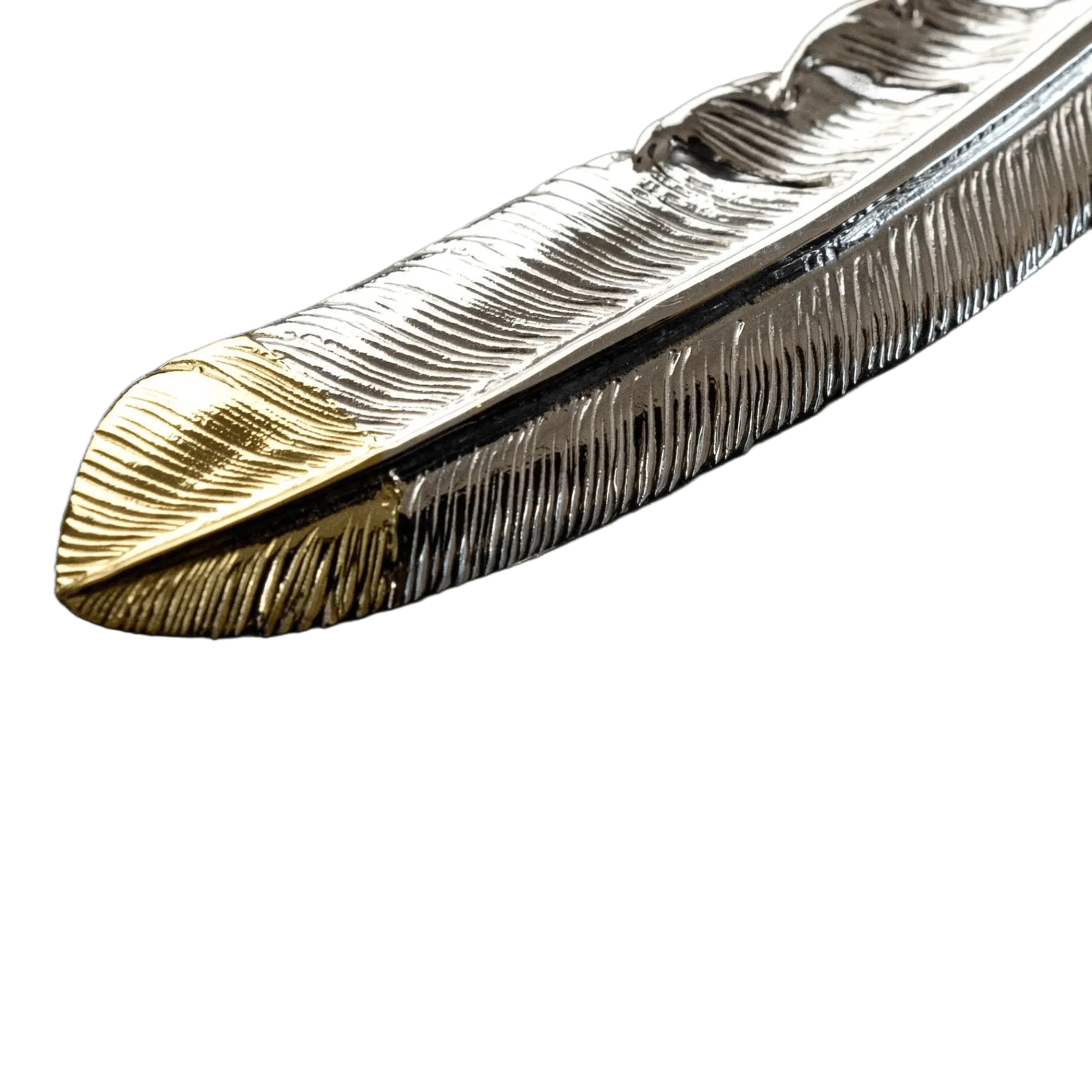 First Arrow's Large Quarter 18k Gold Feather Pendant