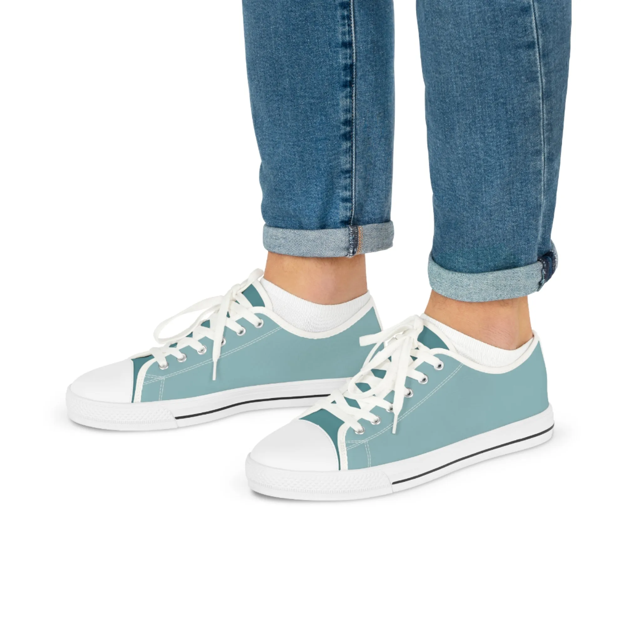 Glacial Ocean Men's Two-Tone Low Top Sneakers - Step into the Arctic - Where Glacial Cool Meets Oceanic Depth!