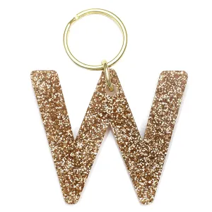 Glitter Letter Keychain - W