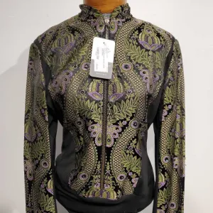 Green Brocade Western Jacket with Purple
