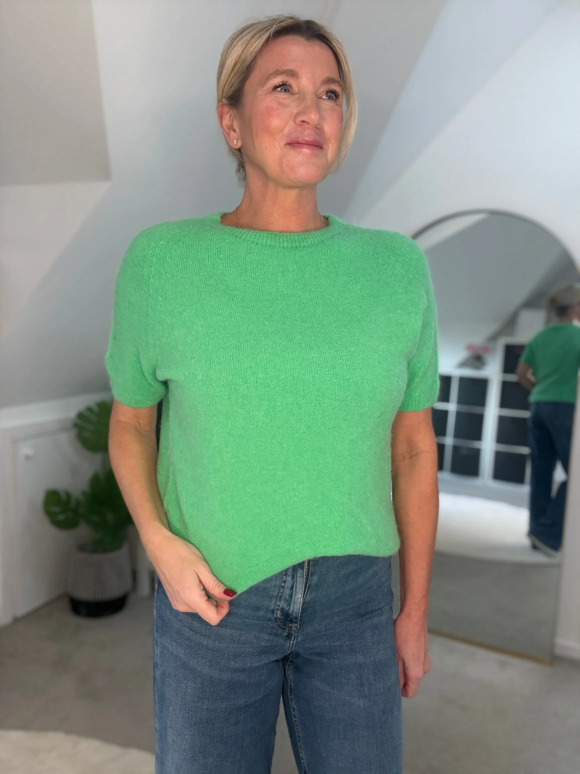 Green Fluffy S/S Jumper
