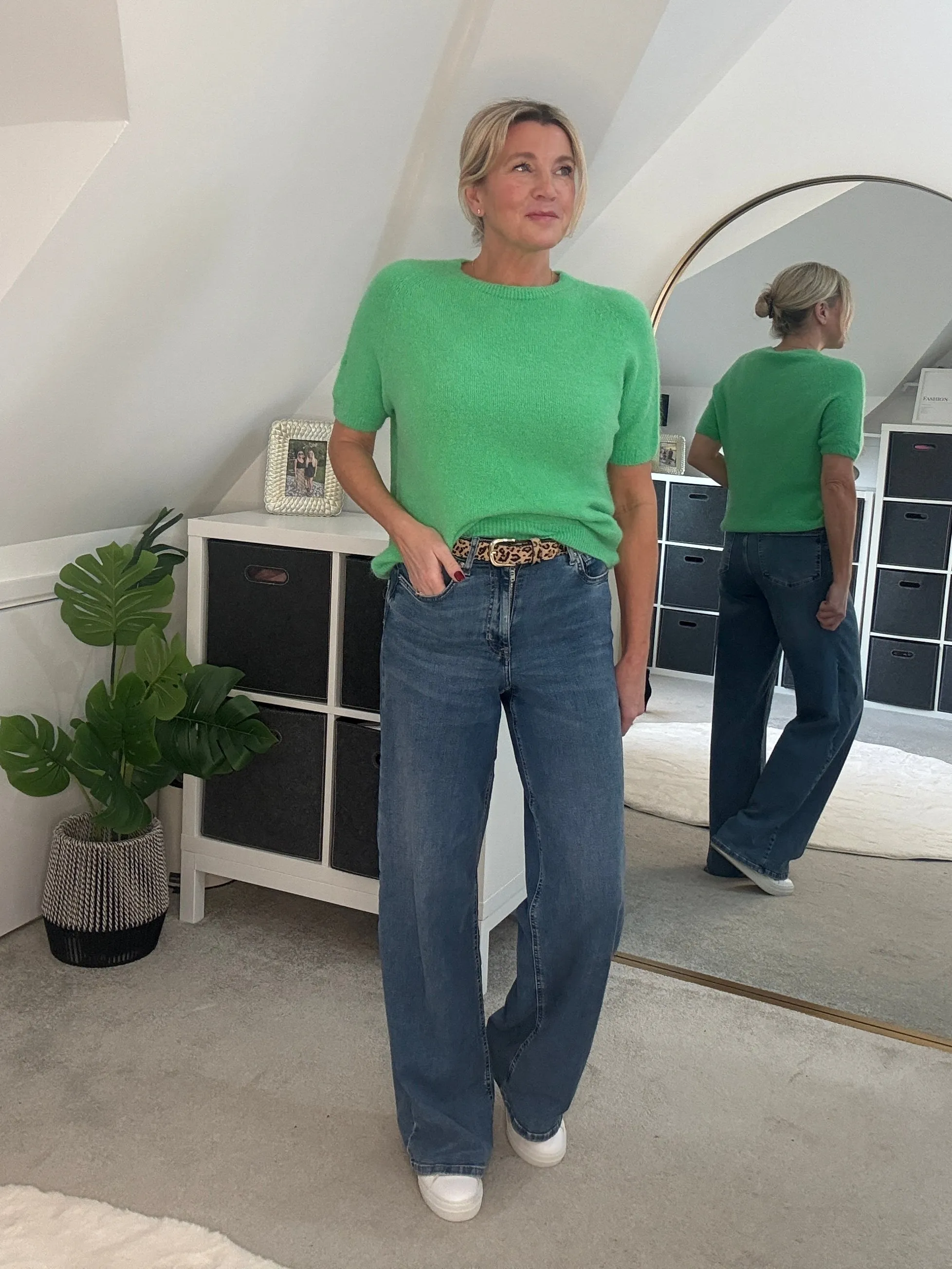 Green Fluffy S/S Jumper