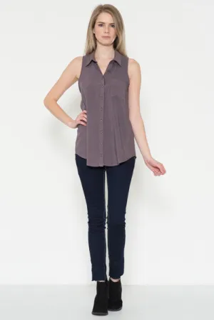 Grey Plum Button Up Blouse