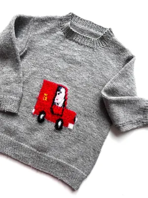 Hand Knitted Postman Pat Jumper Age 4-5 Years