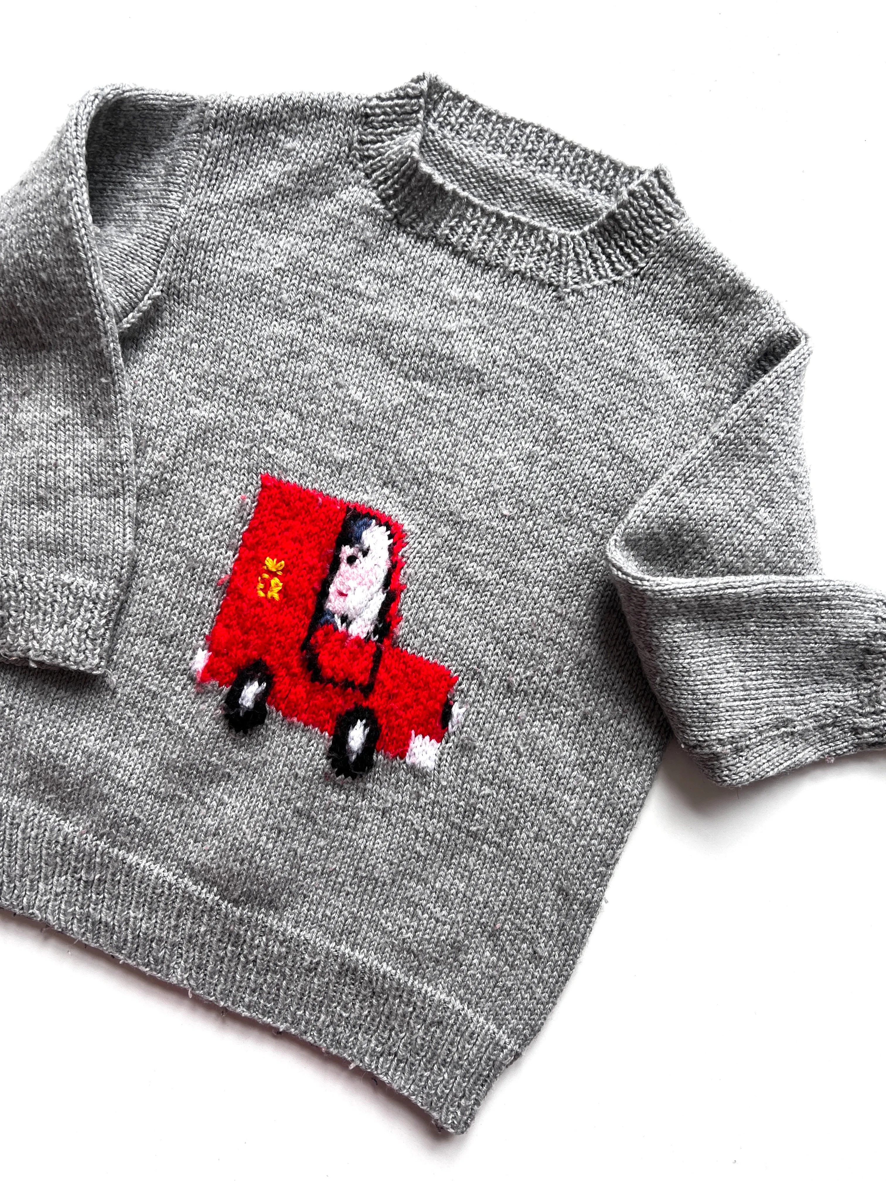 Hand Knitted Postman Pat Jumper Age 4-5 Years
