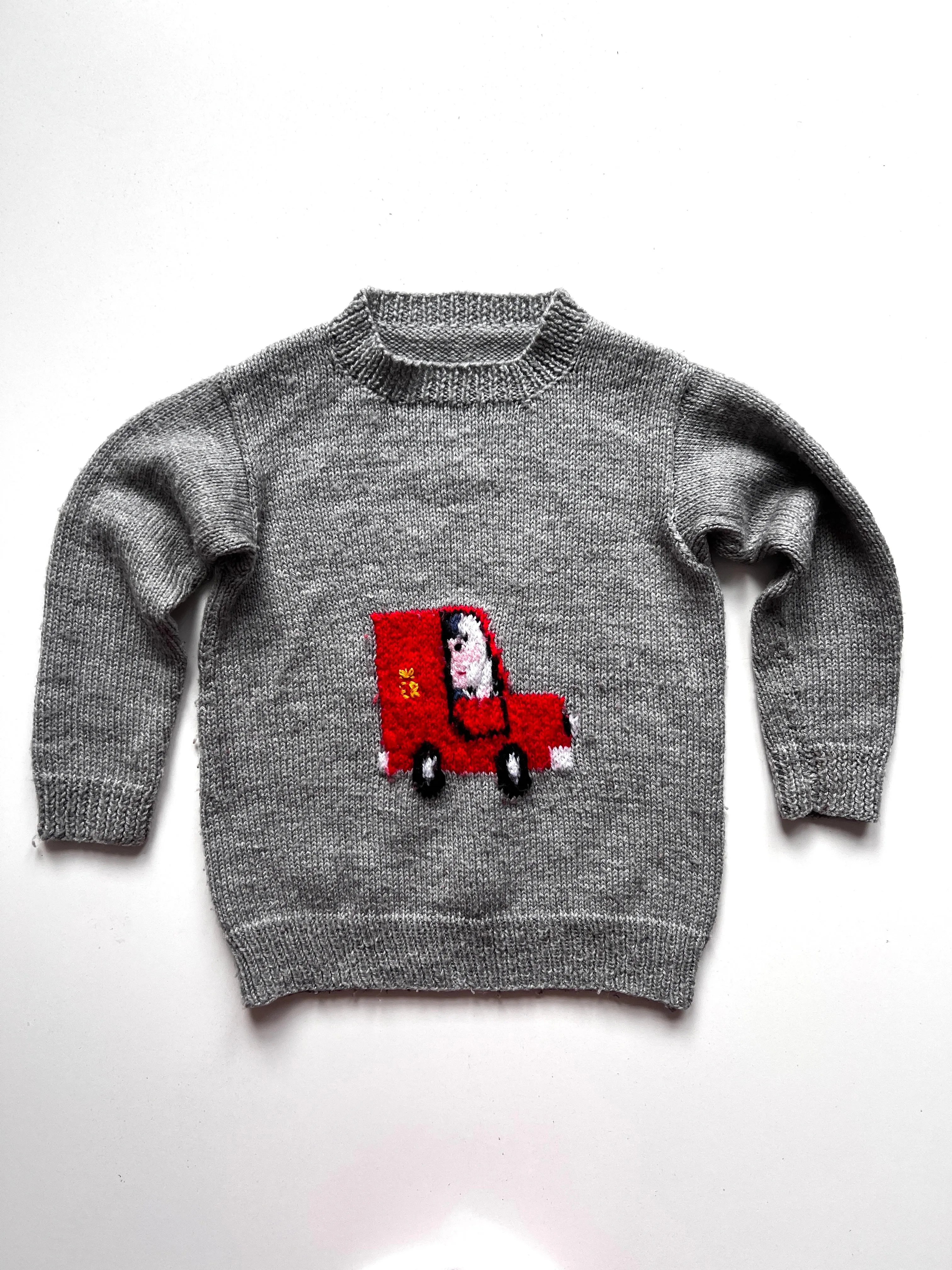 Hand Knitted Postman Pat Jumper Age 4-5 Years