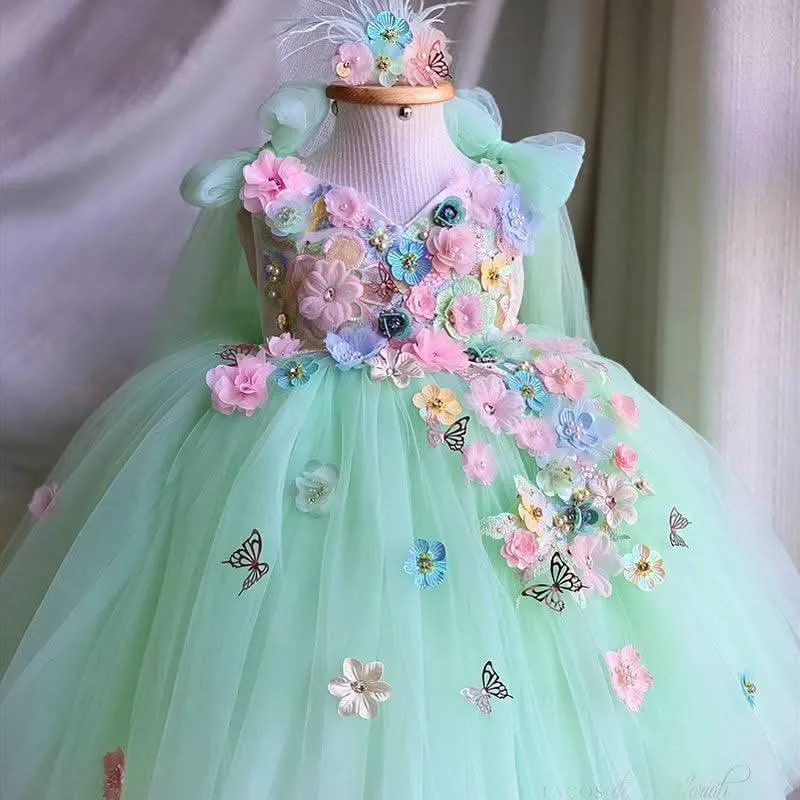 High-end customized  Flower baby Dress for TUTU dress embroidery girl princess dress