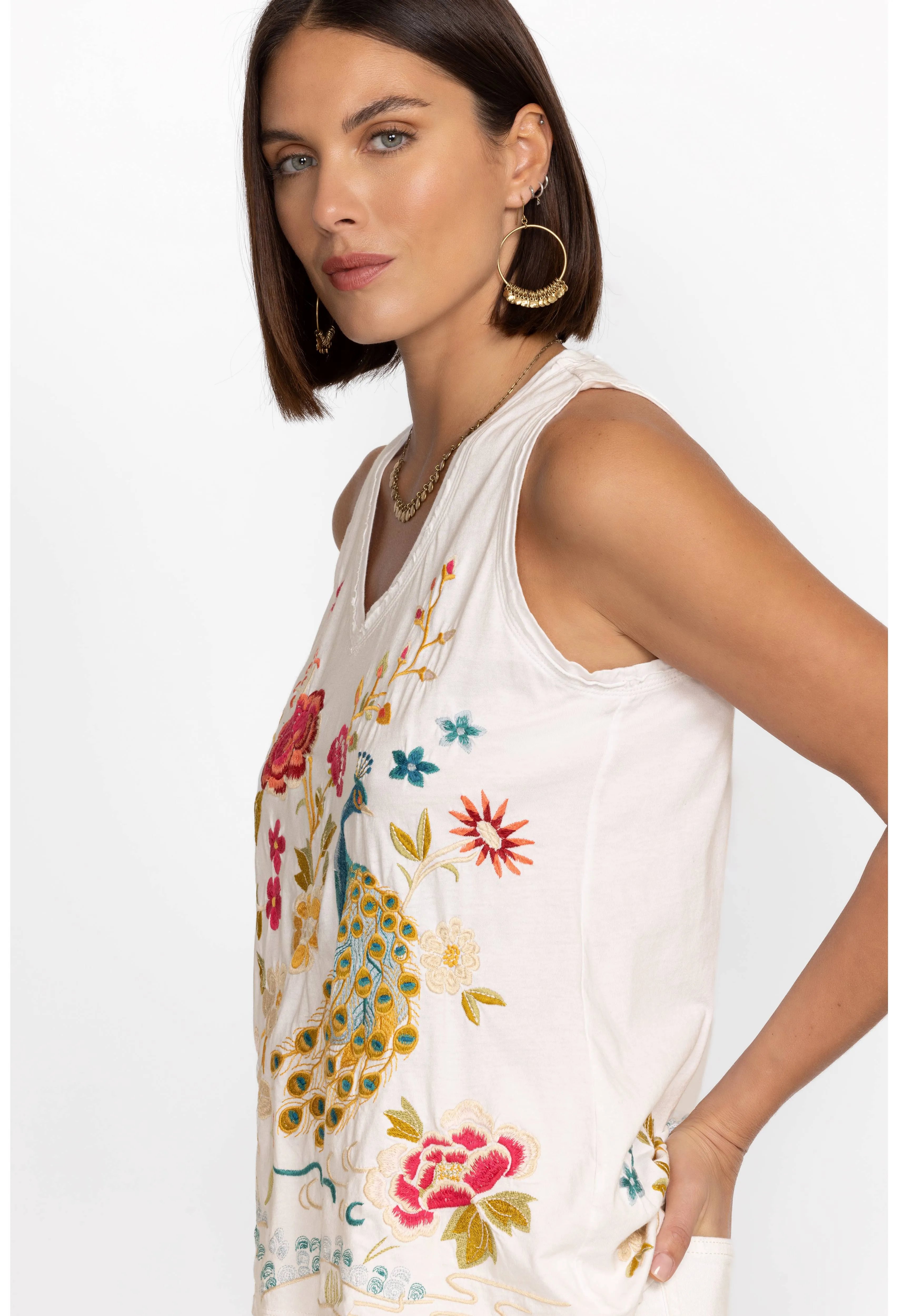 Johnny Was Celina Raw Edge V-Neck Tank