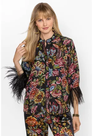 Johnny Was Lewella Feather Trim Kimono