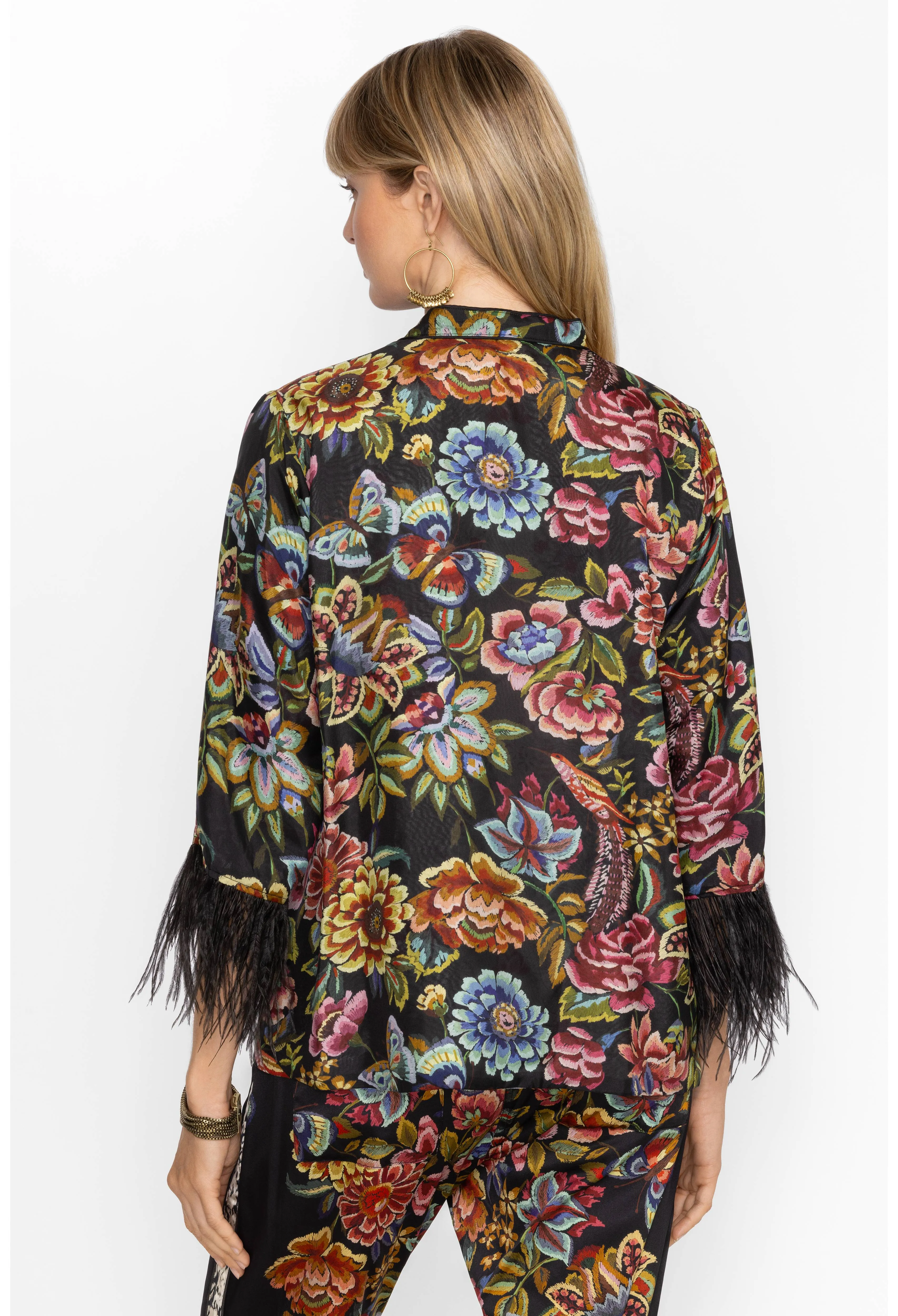 Johnny Was Lewella Feather Trim Kimono