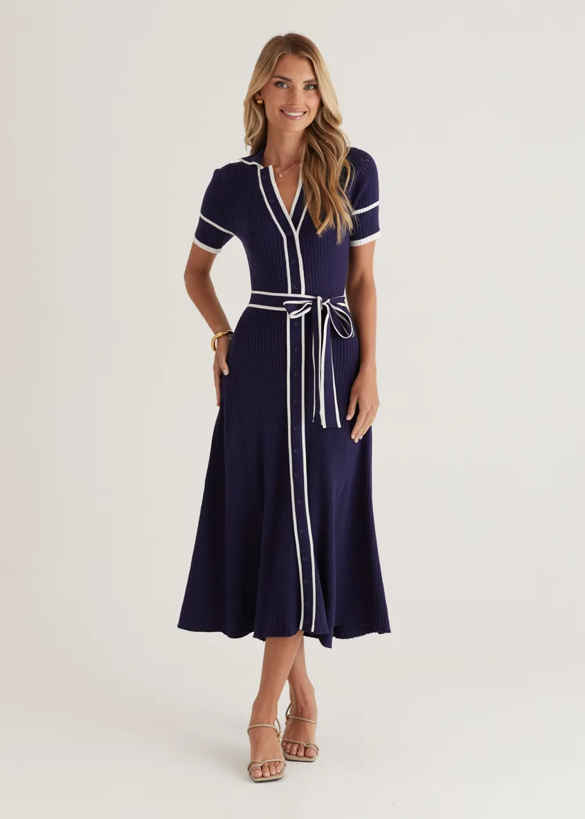 Jules Knit Midi Dress - Navy