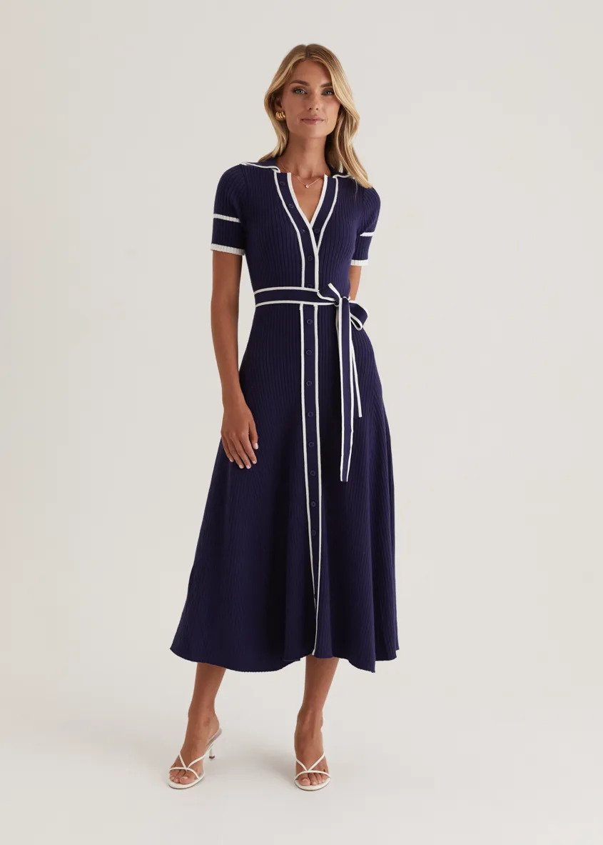 Jules Knit Midi Dress - Navy