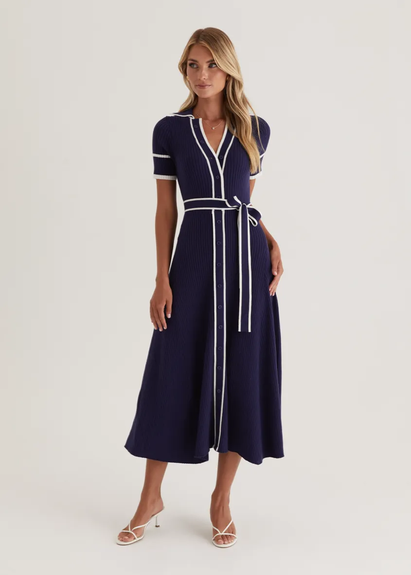 Jules Knit Midi Dress - Navy