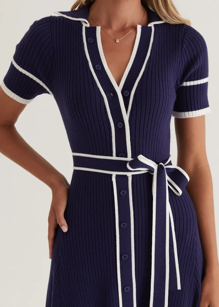 Jules Knit Midi Dress - Navy