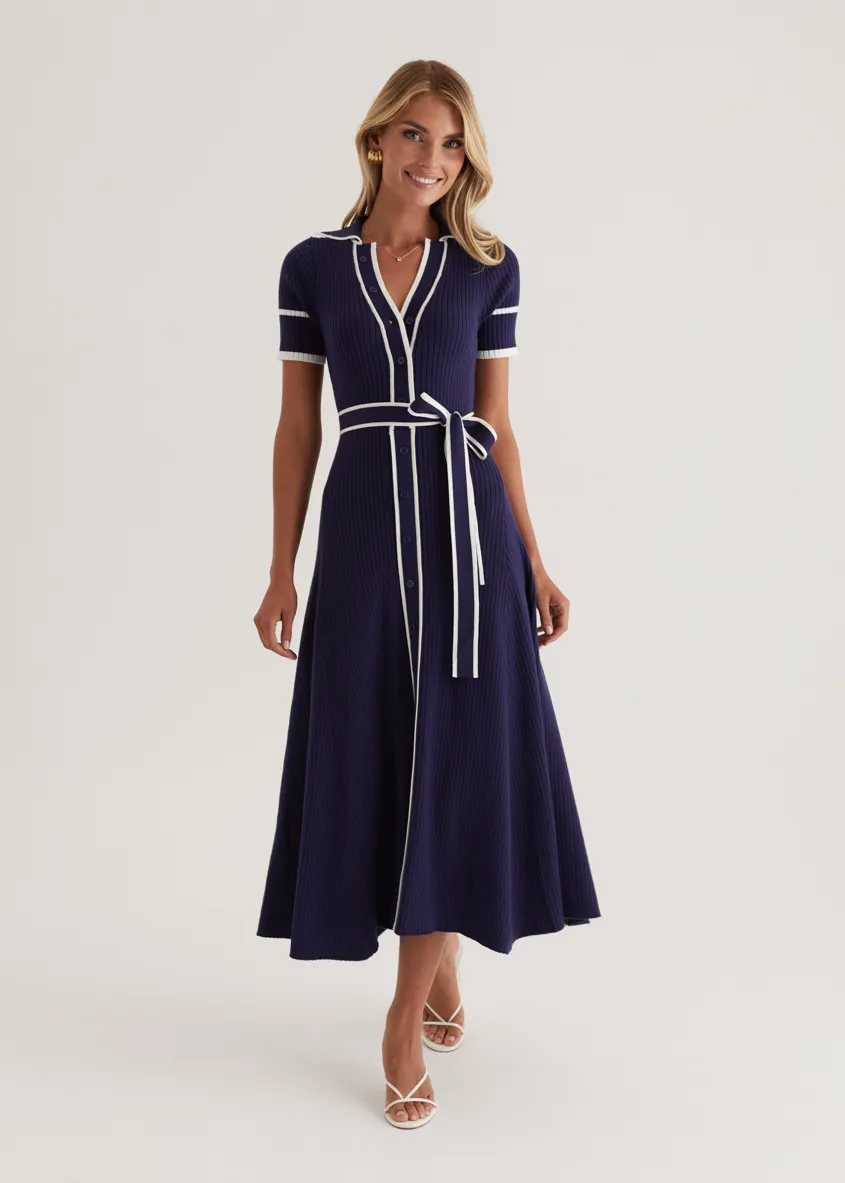 Jules Knit Midi Dress - Navy