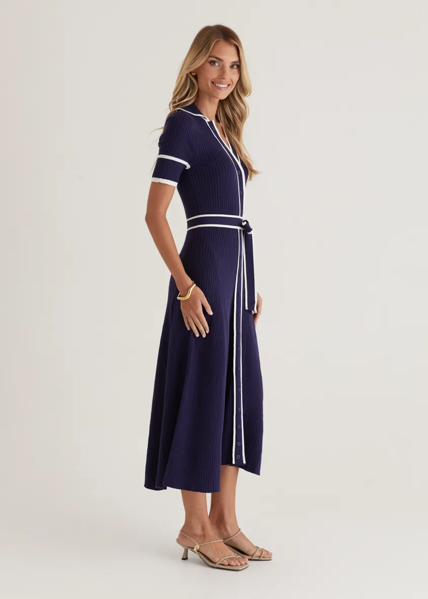 Jules Knit Midi Dress - Navy