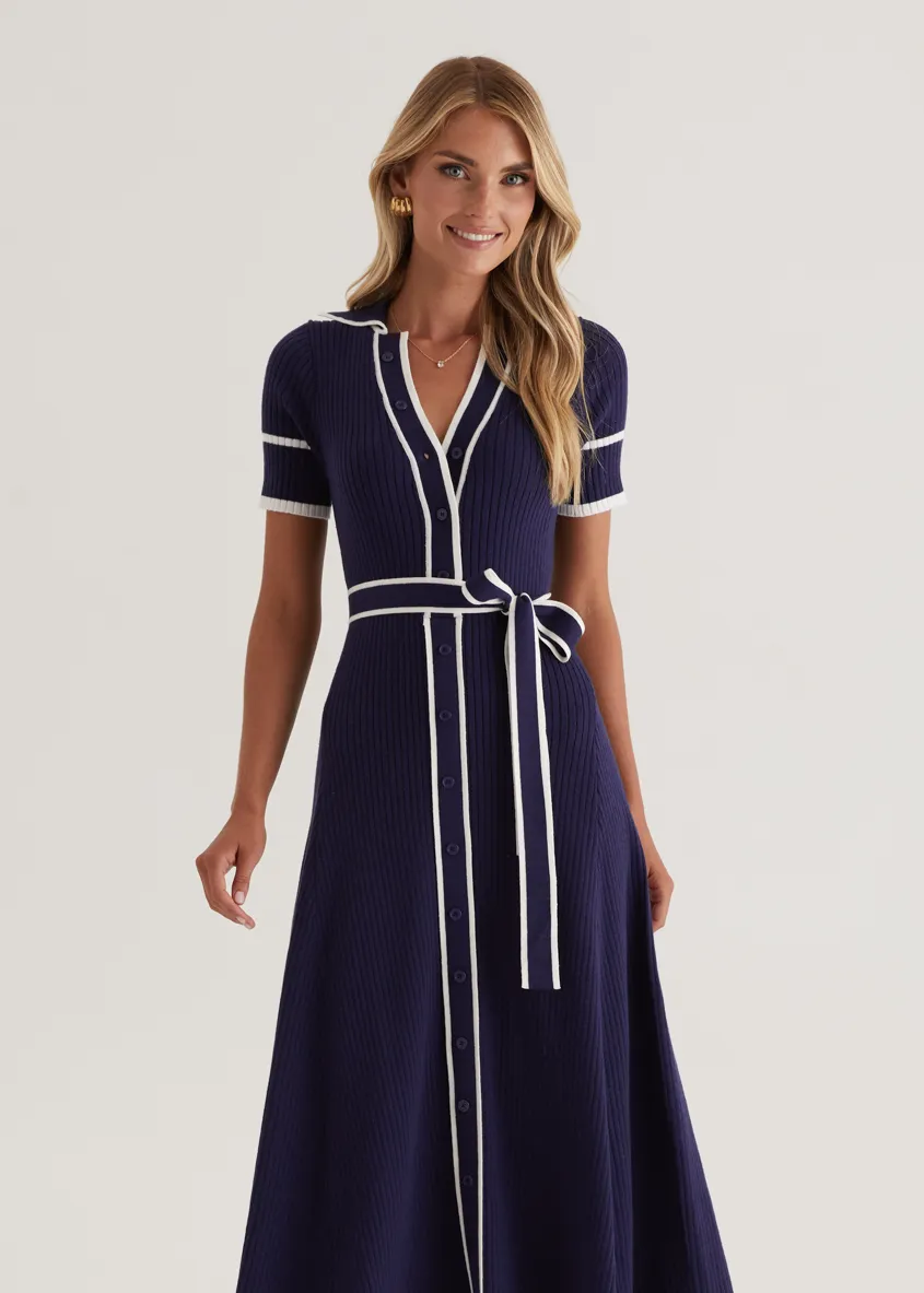 Jules Knit Midi Dress - Navy