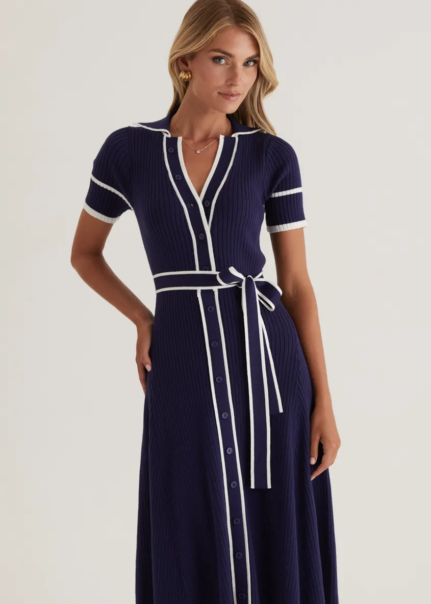 Jules Knit Midi Dress - Navy