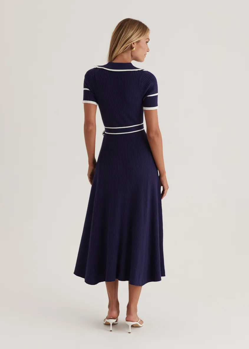 Jules Knit Midi Dress - Navy