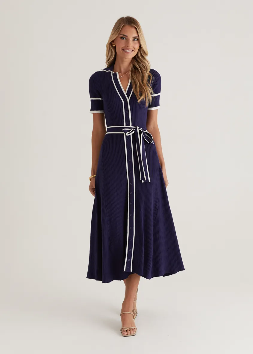 Jules Knit Midi Dress - Navy