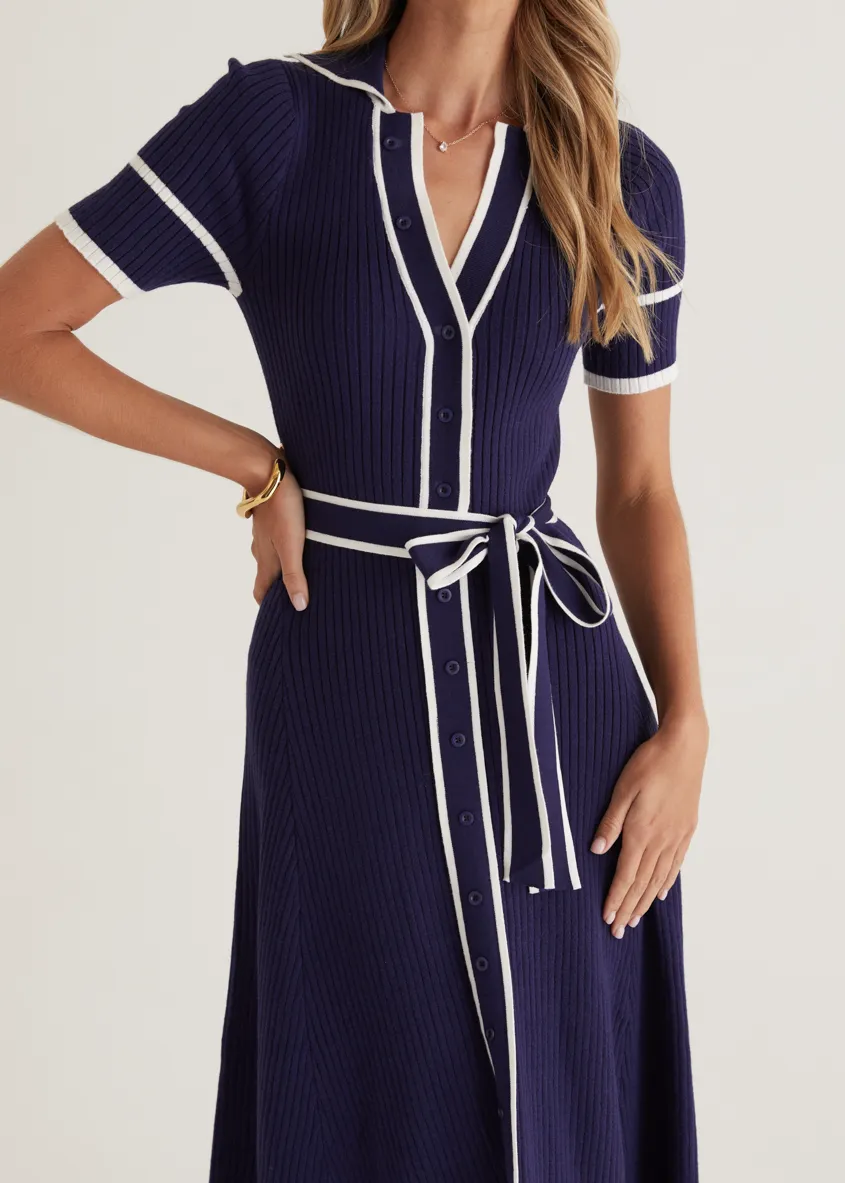 Jules Knit Midi Dress - Navy