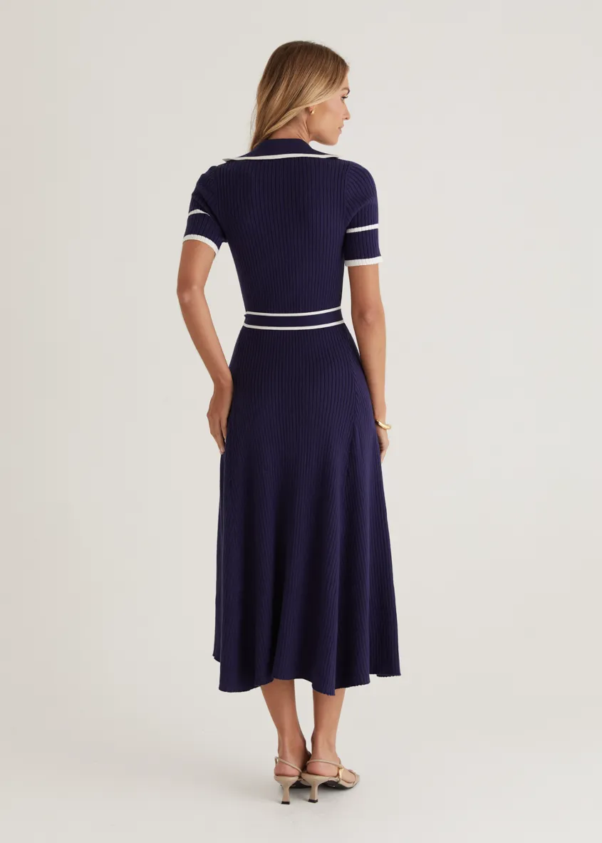 Jules Knit Midi Dress - Navy