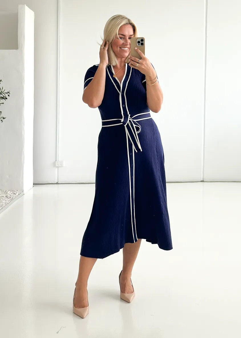 Jules Knit Midi Dress - Navy
