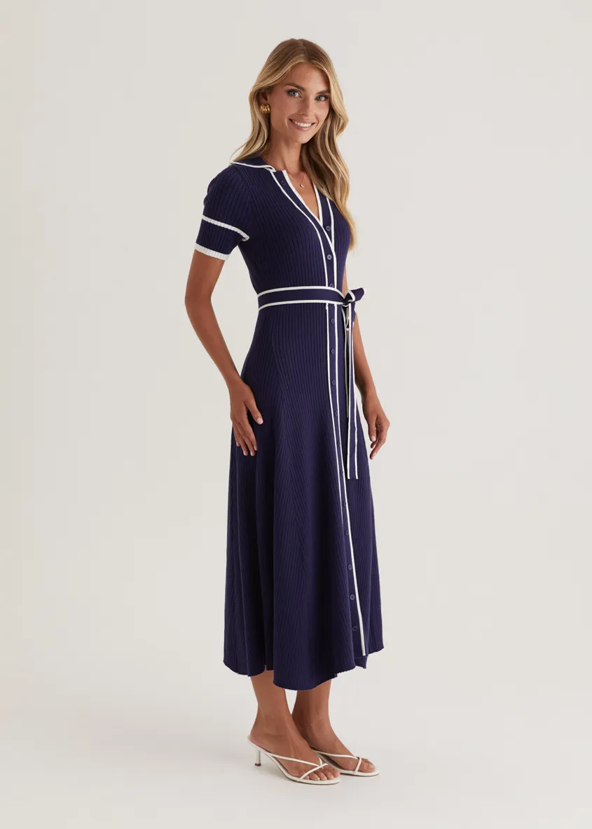 Jules Knit Midi Dress - Navy